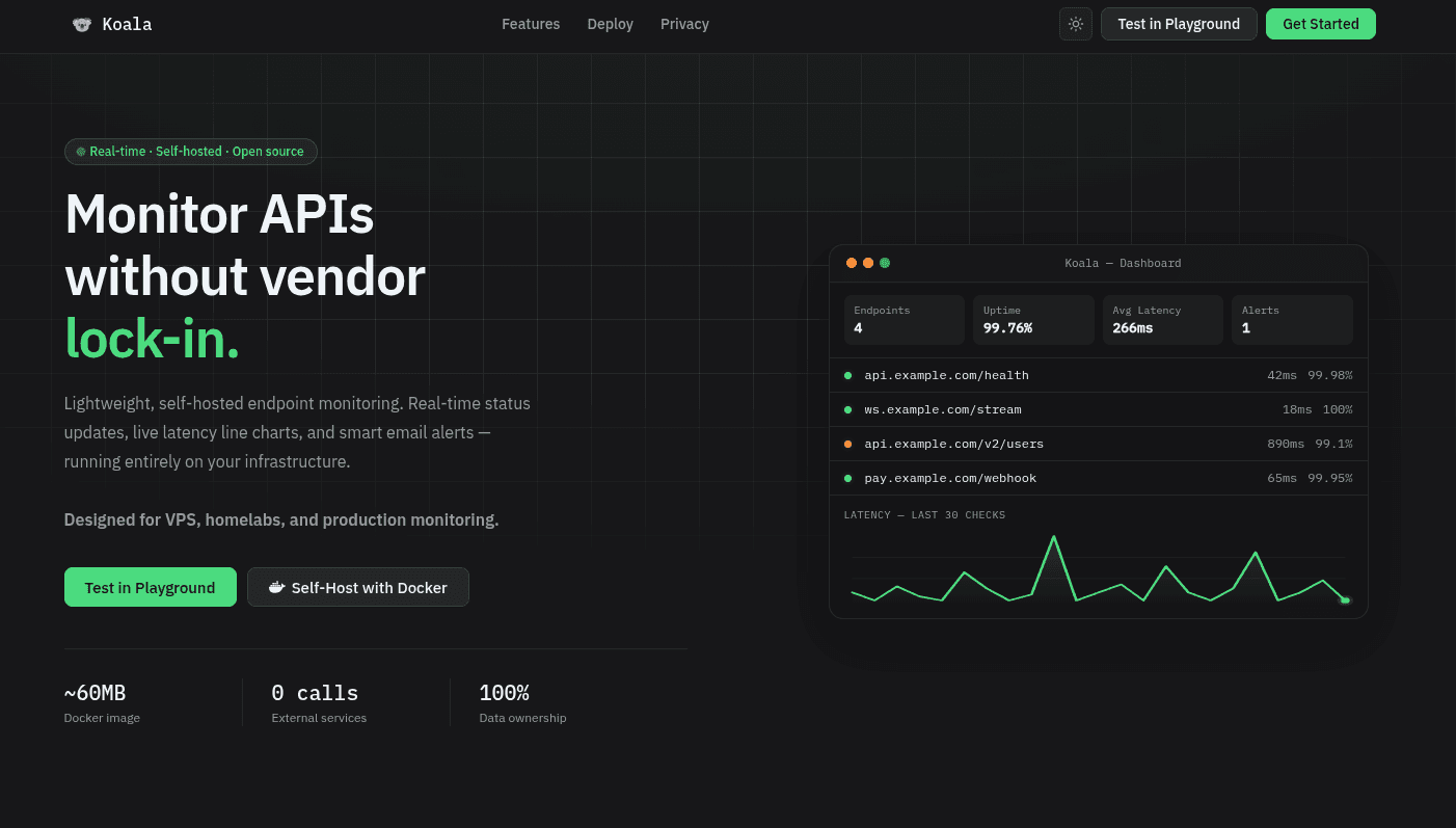 Koala: Self-Hosted Observability Tool